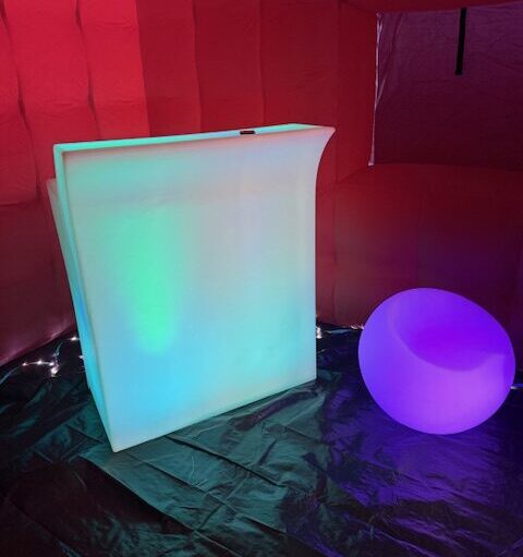 Glowing LED bar and chair decorations